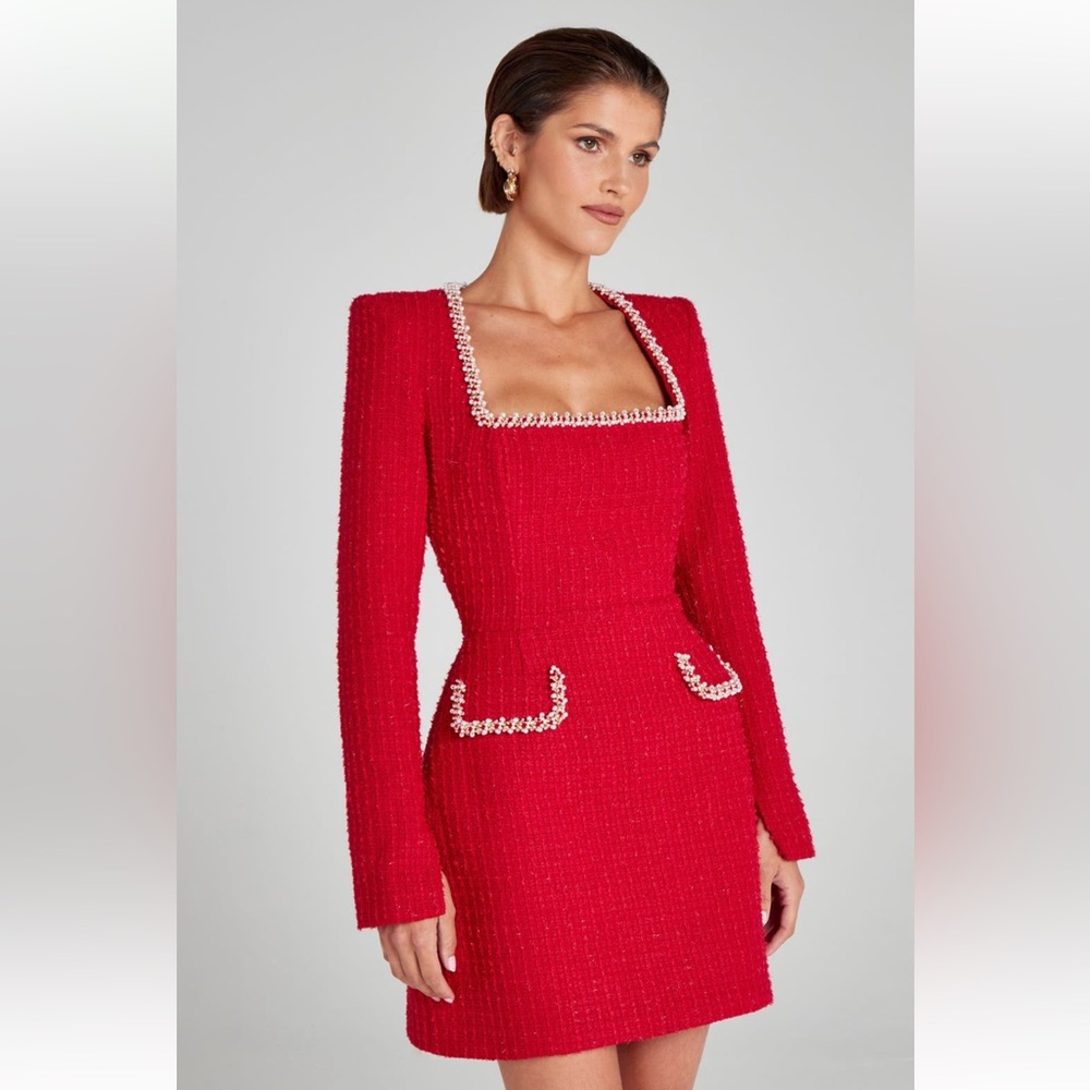 SOLD Nadine merabi red tweed dress